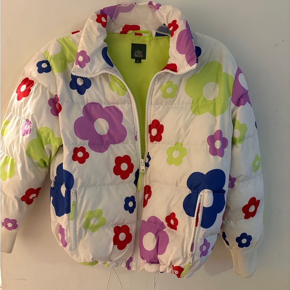 Wild Fable Floral Kids Puffer Jacket - Red, Blue, Green, Purple
